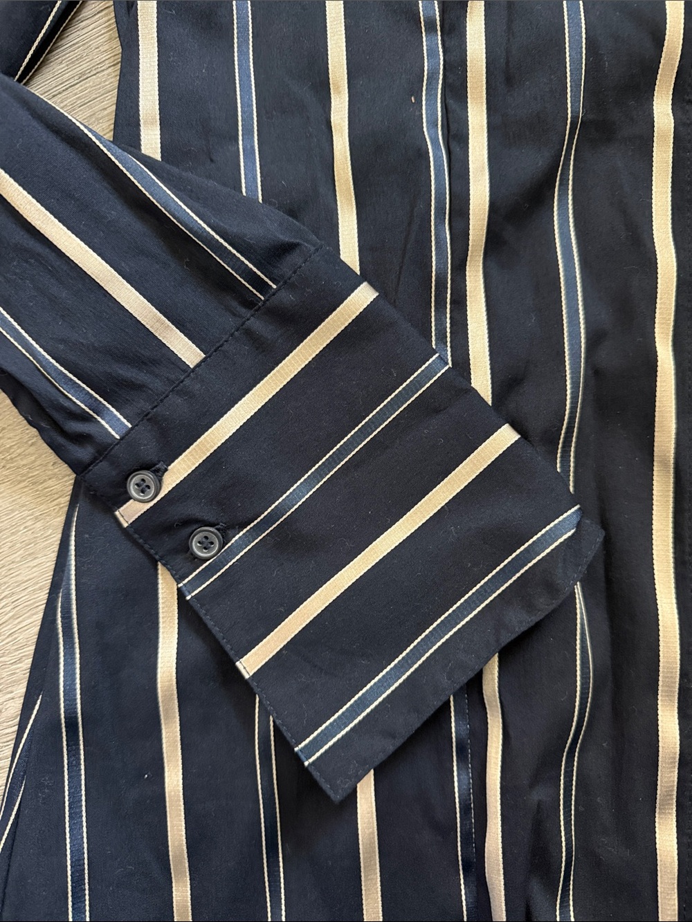 New York & Company - Women's Navy Stripe Button-Up Shirt - Picture 2 of 8